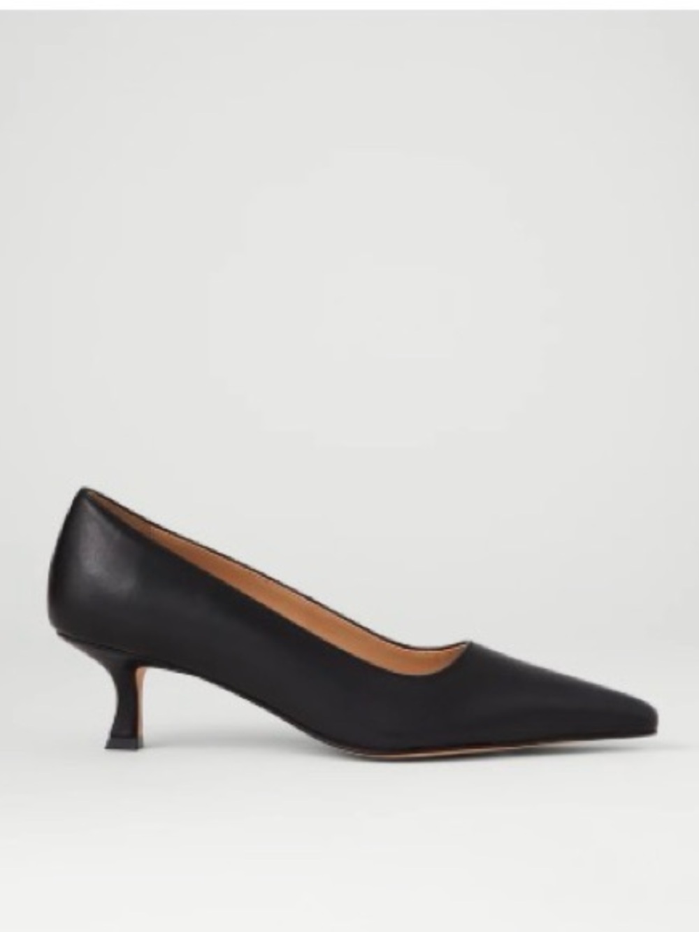 Ann Taylor Black Leather Pointed-Toe Kitten Heel Pumps